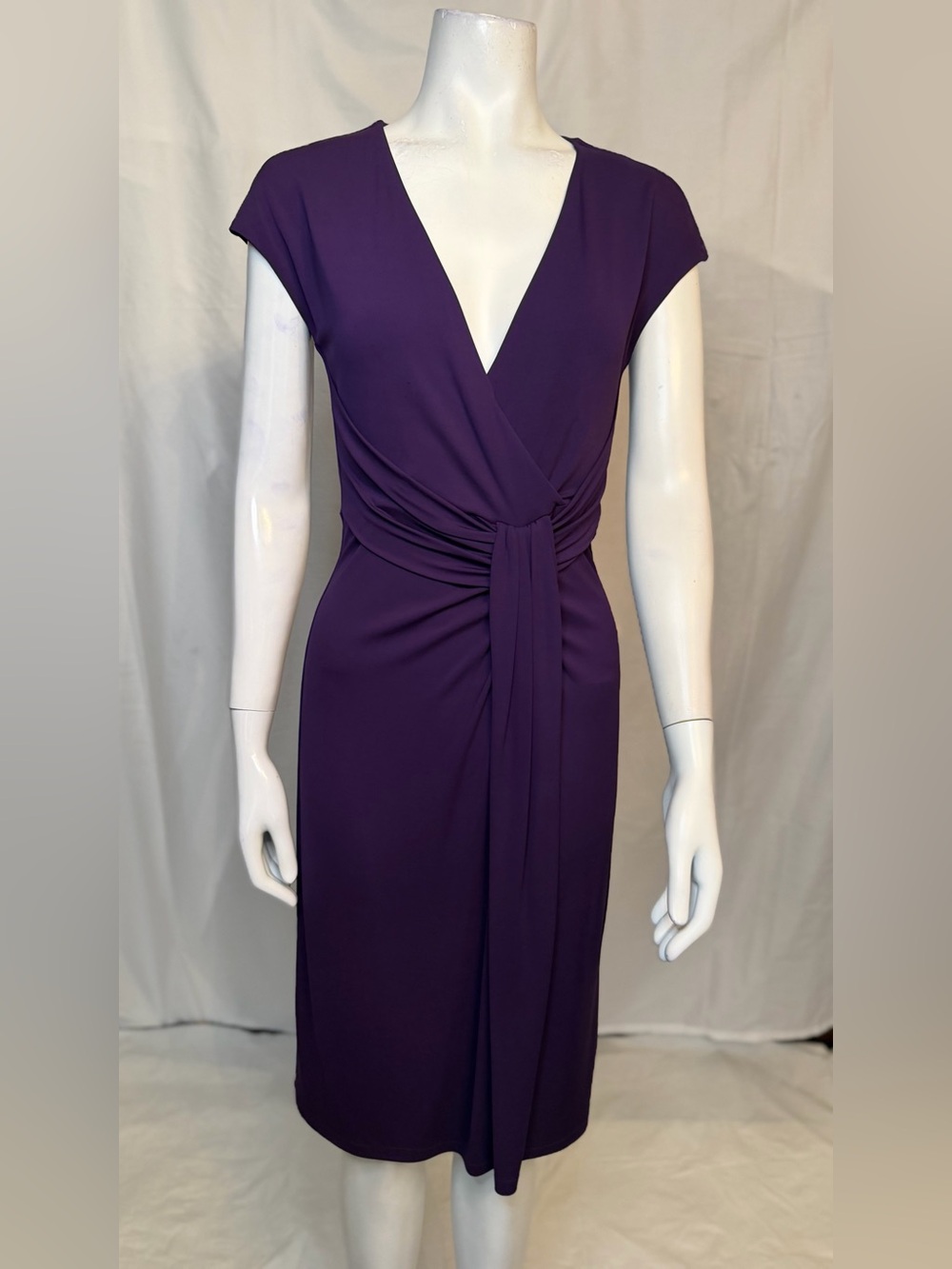 Elegant Purple Wrap-Front Women’s Dress